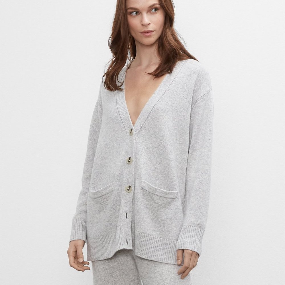 Club Monaco Light Gray Oversized V-Neck Cardigan